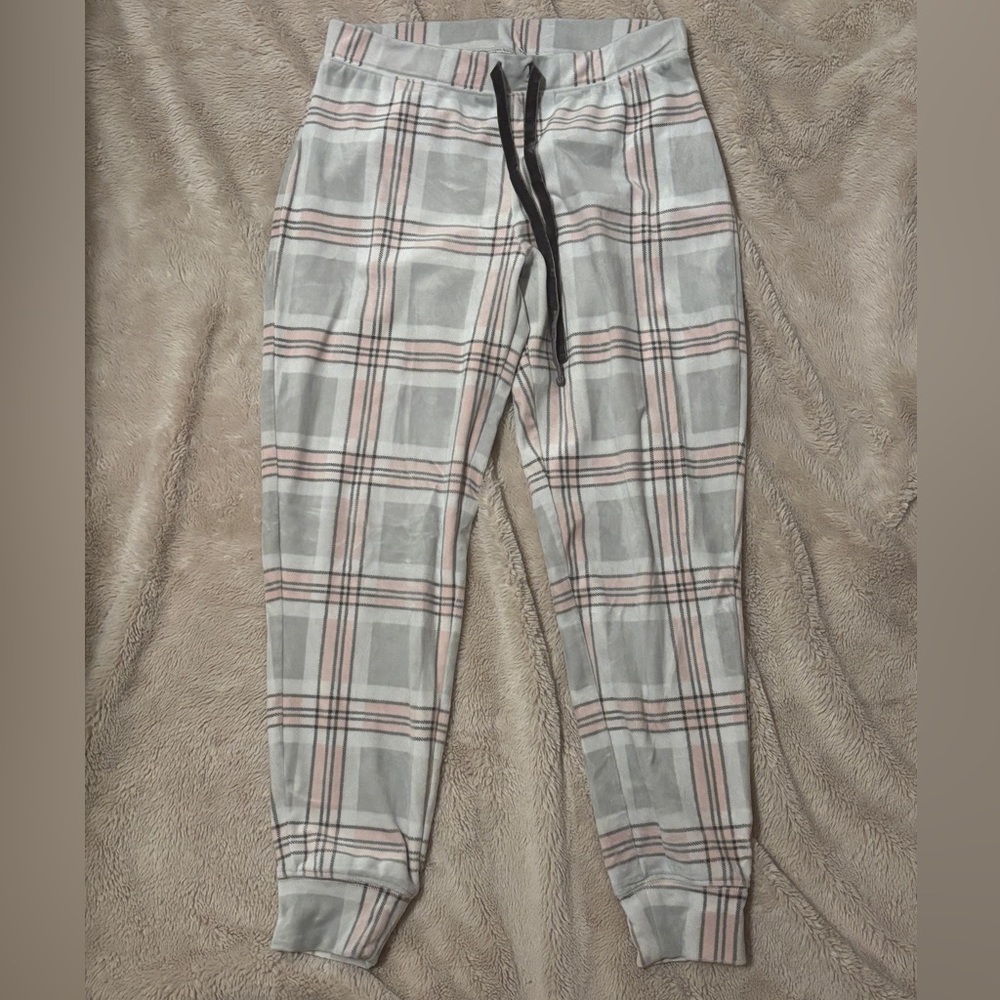 Rachel Zoe Pink and Light Gray Plaid Pajama Pants
